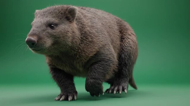 Adorable brown bear walking on all fours in green forest habitat wildlife animal