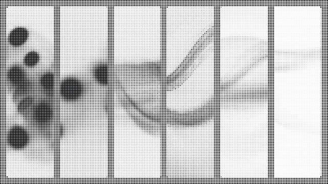 Halftone pattern with swoosh motion blur on white background