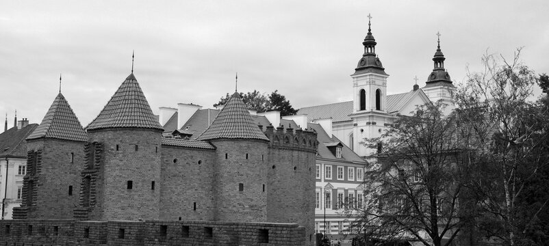 Warsaw Poland Barbican is semicircular fortified outpost in Warsaw, Poland and one of few remaining relics of the complex network of historic fortifications that once encircled Warsaw