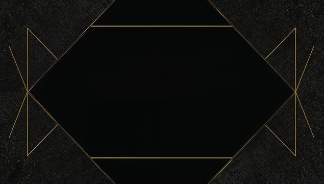 Decorative Black and Gold Design on a Surface With Geometric Patterns