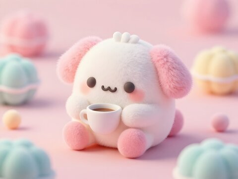 cute pastel plush character background 