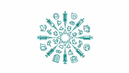 Obraz premium Teal Medical Icon Wheel Infographic.