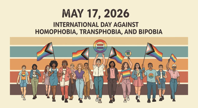 International day against homophobia, transphobia, and biphobia march illustration