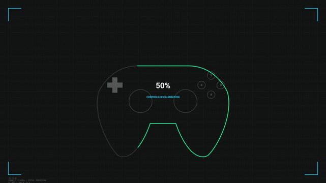 Gaming Controller Calibration Interface with Green Progress Loading Bar and Percentage