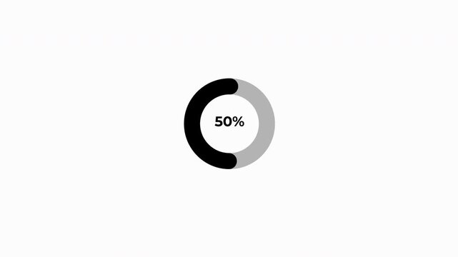 Circular Pie Chart 50 Percent Progress Animation in 4K