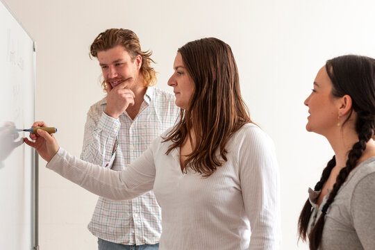 Group of students learning in classroom together