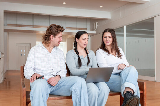 Classmates collaborating in an education center
