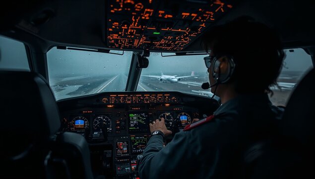 Pilot Operates Aircraft During Landing at an Airport in Poor Weather Conditions