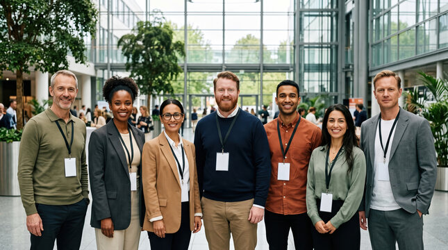 Diverse business professionals at modern networking event