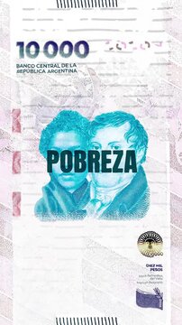 Pobreza text &ndash; Peso Argentino currency &ndash; Digital Glitch Effect