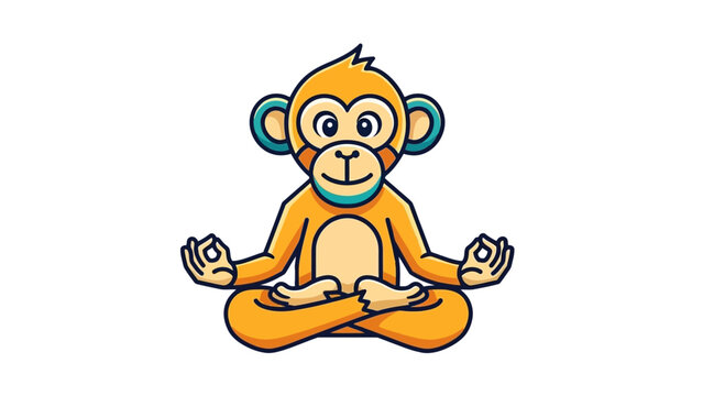 A cartoon monkey in a meditative yoga pose.