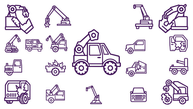 Construction Machinery Icon Set.