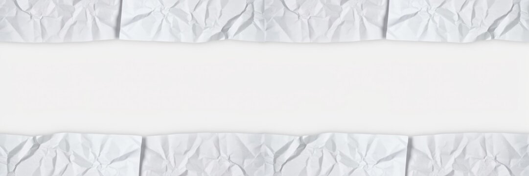 Crumpled paper border with white space a top down studio photograph texture wrinkled edge fragment