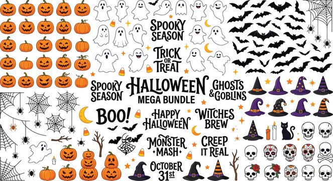 Halloween mega bundle vector illustration