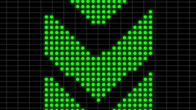 Green led dot matrix arrow animation downward motion digital background