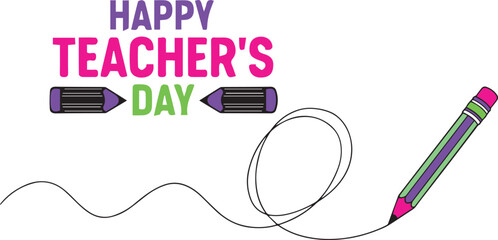 Happy teacher's day illustration pencil text design for appreciation educational celebrations © Lata