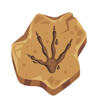 Dinosaur Footprint Fossil Cartoon Style