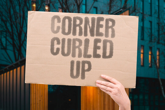 "Corner Curled Up" Paper edge bent toward the ceiling. CORNER. CURLED. UP. PAPER. EDGE.