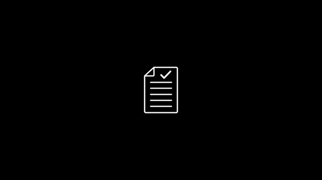 Animated document linear icon. Paper with checkmark. Verified information. Signed contract. Seamless loop HD video with alpha channel on transparent background. animation