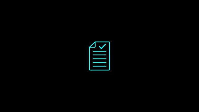 Animated document linear icon. Paper with checkmark. Verified information. Signed contract. Seamless loop HD video with alpha channel on transparent background. animation
