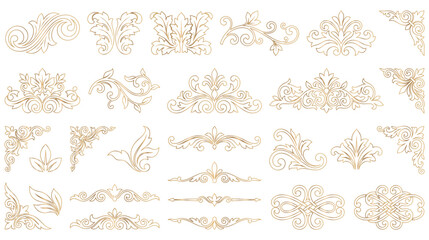 Fototapeta premium Set of gold swirls and calligraphic design elements.