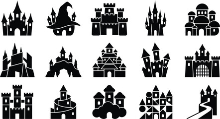 set of castle silhouettes for design and decoration © MD Din Islam