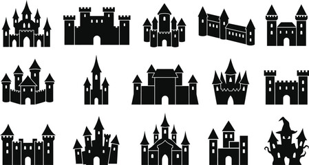 black and white castles for halloween or medieval design projects © MD Din Islam