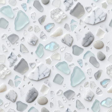 Seamless Terrazzo Pattern Coastal Sea Glass Marble Stones Texture Minimalist Modern Backdrop Elegant Luxury Interior Surface Design Soft Aesthetic Decorative Material Creative Graphic Abstract Surface