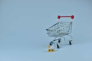 Mini shopping cart holds magnifying glass © Nazir