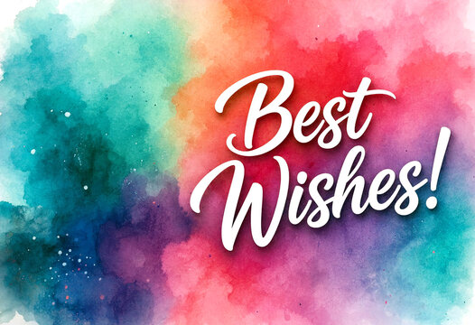 Colorful watercolor background with elegant best wishes text for greetings and celebrations