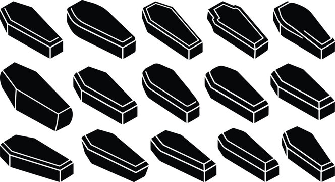 black coffins for Halloween decoration or symbol of mourning
