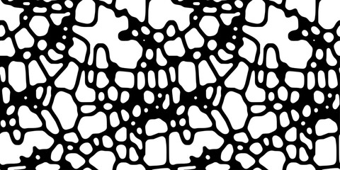 Seamless bold organic pattern vector in black and white. Thick black coral network and rounded white cells create a striking biomorphic texture © vik_y