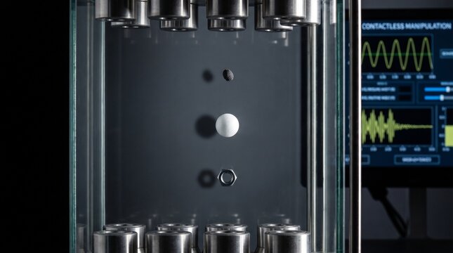 Experimento f&iacute;sica levitaci&oacute;n ultras&oacute;nica tuerca semilla esfera ciencia