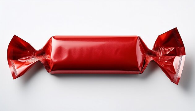 Blank Red Candy Bar Wrapper Mockup On White Background