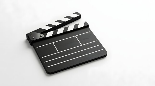 Film Production Action with Clapperboard on White Background &ndash; Cinematic Tools and Elements for Filmmaking Enthusiasts
