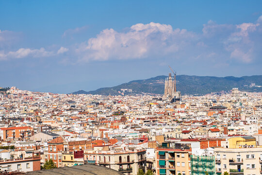 Epic traditional European town valley aerial panorama Mediterranean architecture view.
