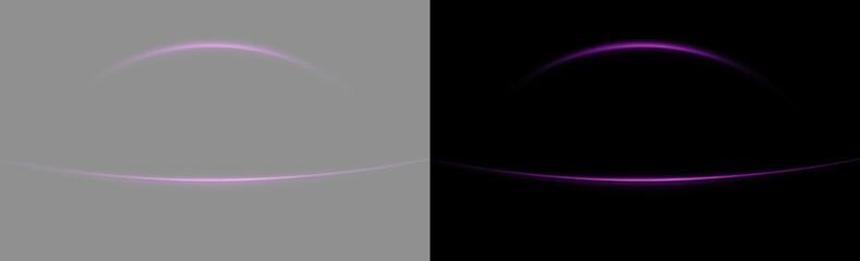 Elegant purple neon arc lines on transparent and black background, abstract futuristic sphere horizon © Aura Canvas