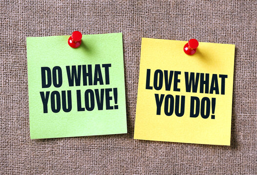 Inspirational sticky notes with motivational messages pinned on a textured fabric background
