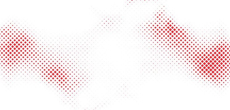 Abstract red halftone diamond wave pattern with gradient pixel background design