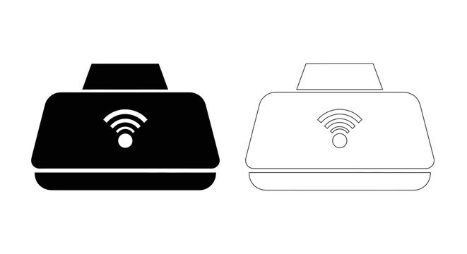 Wireless taxi cab icon set black and white vector illustration for transportation services