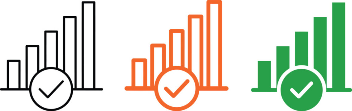 Growth chart with upward trend and checkmark icon