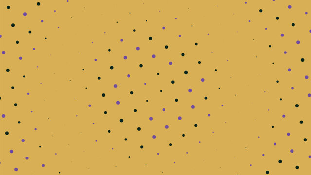 Abstract yellow background with purple and black polka dot halftone pattern
