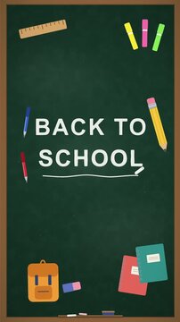 Green chalkboard with back to school text appears