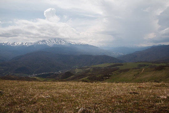mountain landscape with blue sky, Tavush, Armenia