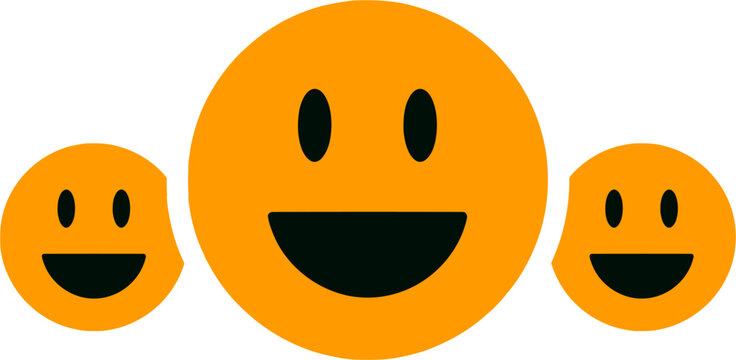 Smiling emoticon faces in a row display happiness and emotions.