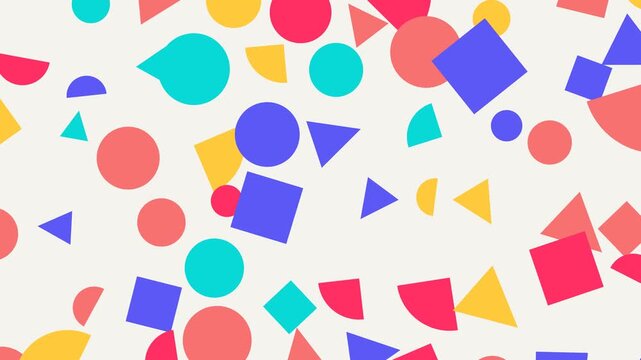 Floating Abstract Geometric Shapes with Colorful Modern Design. Loop. 4K