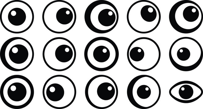 Spooky cartoon eyeballs collection for Halloween design projects and creepy graphic elements