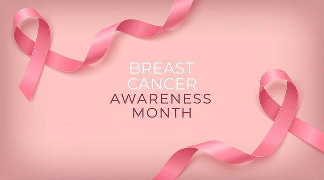 Breast cancer awareness background pink ribbon and text for october month campaigns
