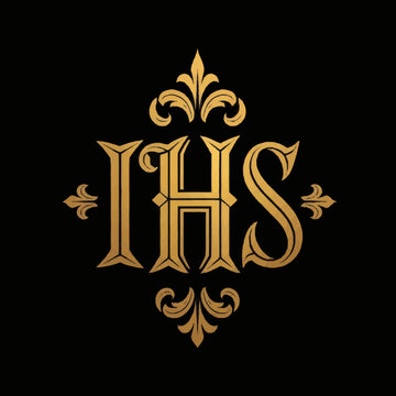 Elegant Gold Monogram IHS with Ornate Design.