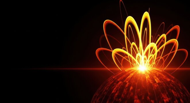 Intense solar flare bursting from the sun surface with glowing plasma loops and massive energy discharge against a dark cosmic background, radiation, magnetic, energy
